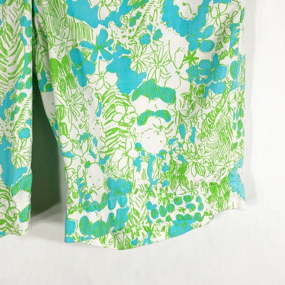 Lilly Pulitzer Size 4 Shorts Green Blue Lions Cotton The Chipper Short 1448 - Picture 4 of 13